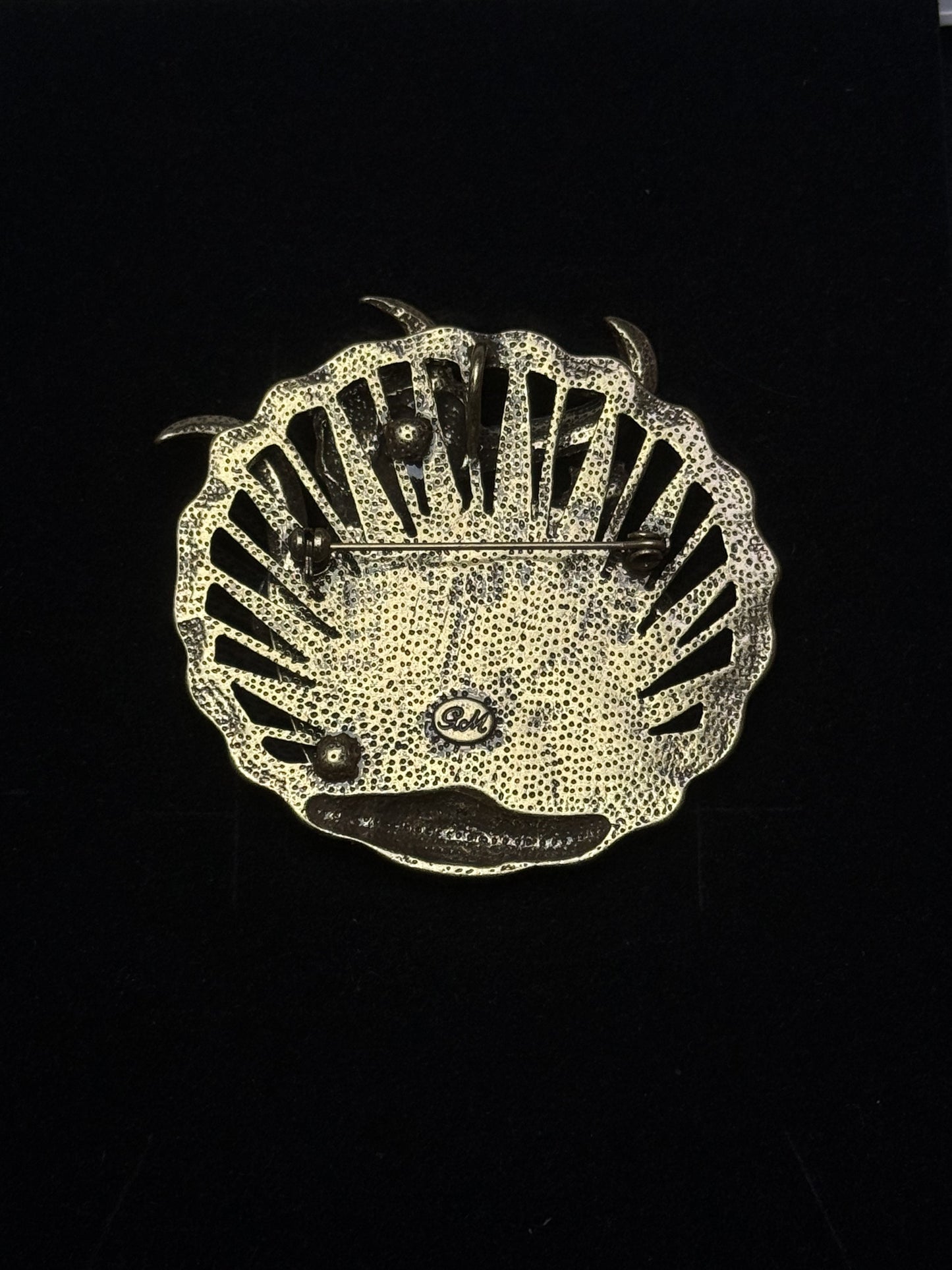 Vintage Heavy-Duty Gold-Plated 3D Hollow Enamel Tulip Brooch