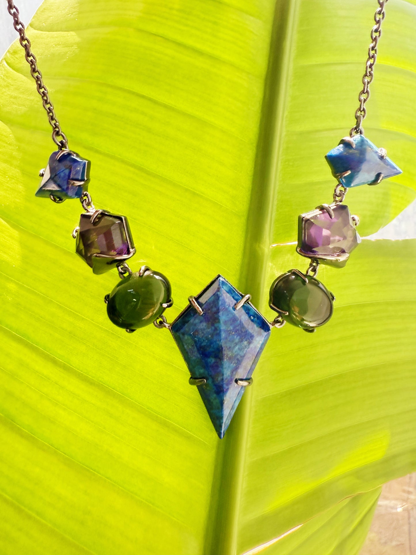 Vintage Chic Original Design Gold-Plated Lapis Lazuli Necklace