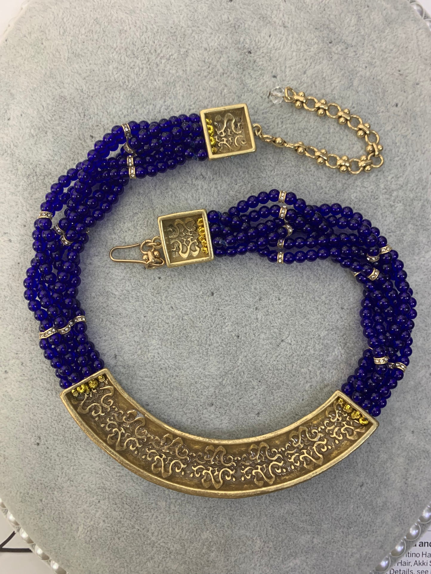 Enamel & Glass Royal-Inspired Necklace - Vintage Elegance