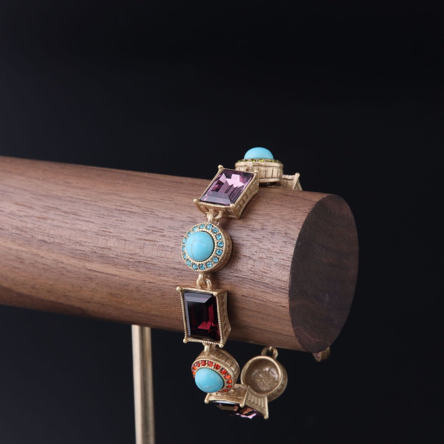 Vintage Rhinestone-Embellished Heavy Craft Luxury Bracelet