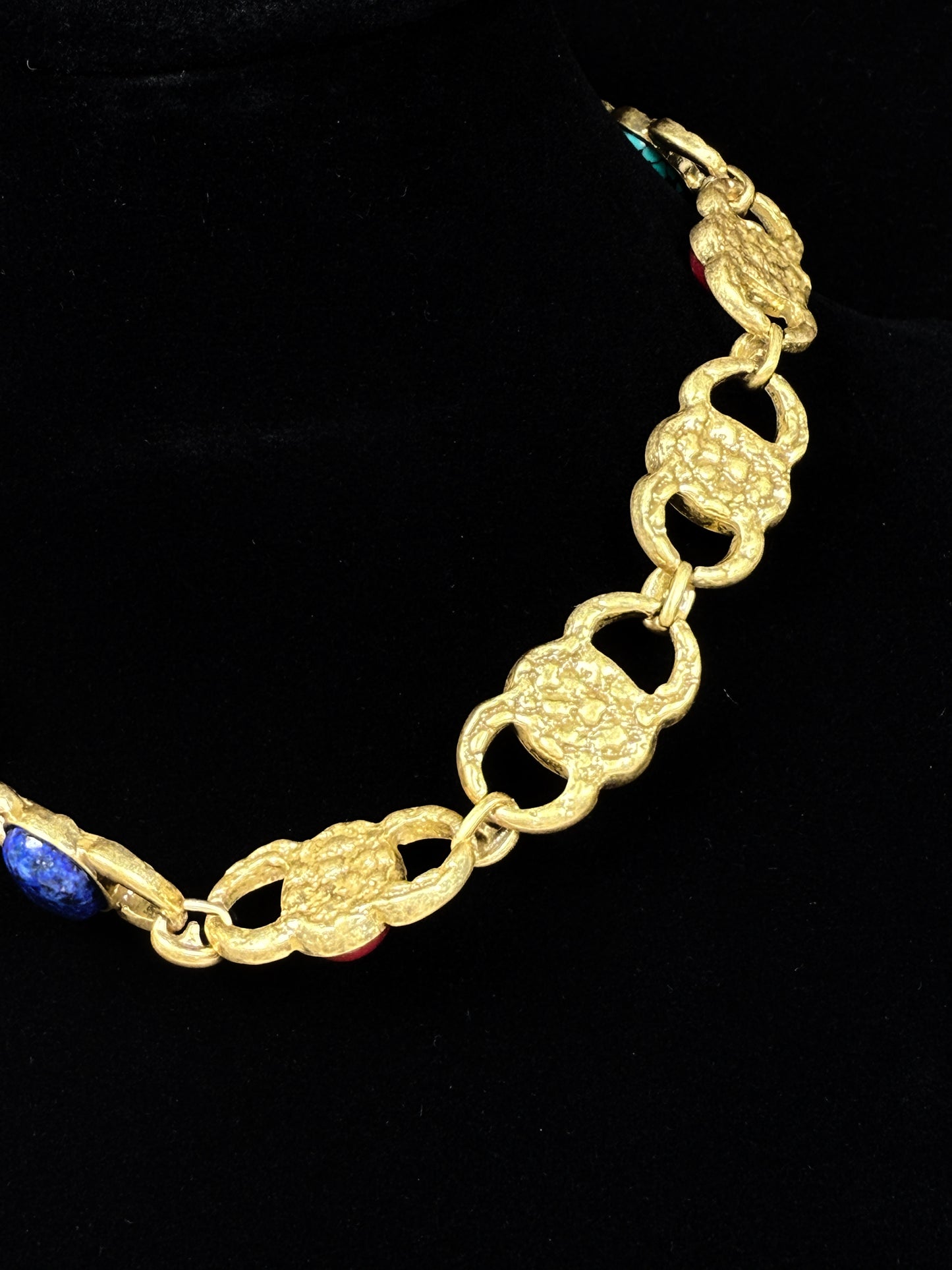Vintage Light Luxury Copper Alloy Cuban Chain with Natural Color Stones