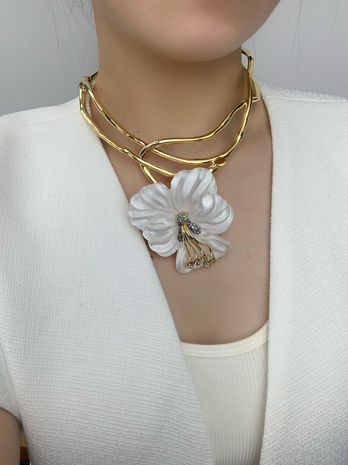 Artisan Floral Statement Necklace - Daring Enamel Craftsmanship