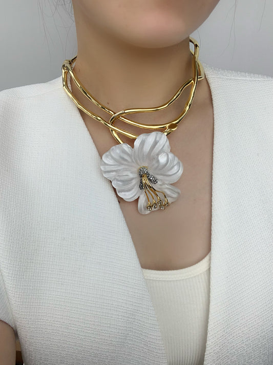 Artisan Floral Statement Necklace - Daring Enamel Craftsmanship