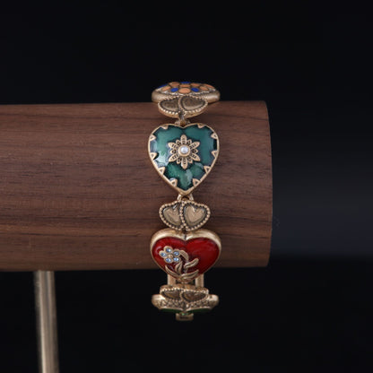High-end Elegant Vintage Enamel Heart Bracelet