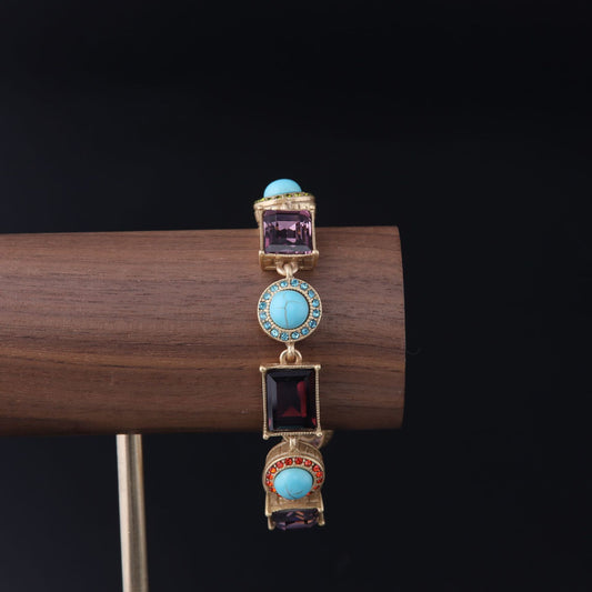 Vintage Rhinestone-Embellished Heavy Craft Luxury Bracelet