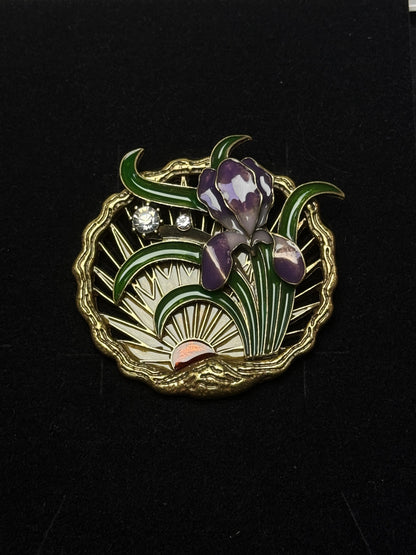 Vintage Heavy-Duty Gold-Plated 3D Hollow Enamel Tulip Brooch