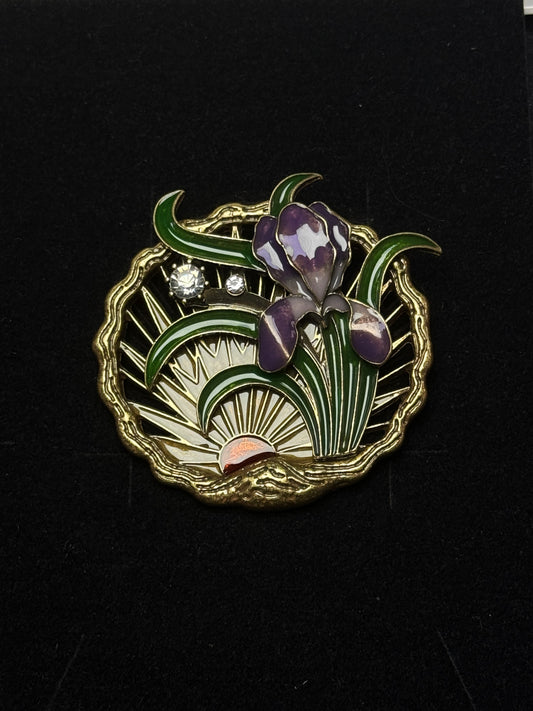 Vintage Heavy-Duty Gold-Plated 3D Hollow Enamel Tulip Brooch