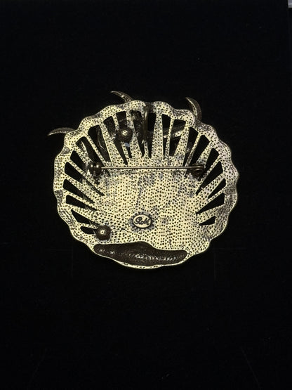 Vintage Heavy-Duty Gold-Plated 3D Hollow Enamel Tulip Brooch