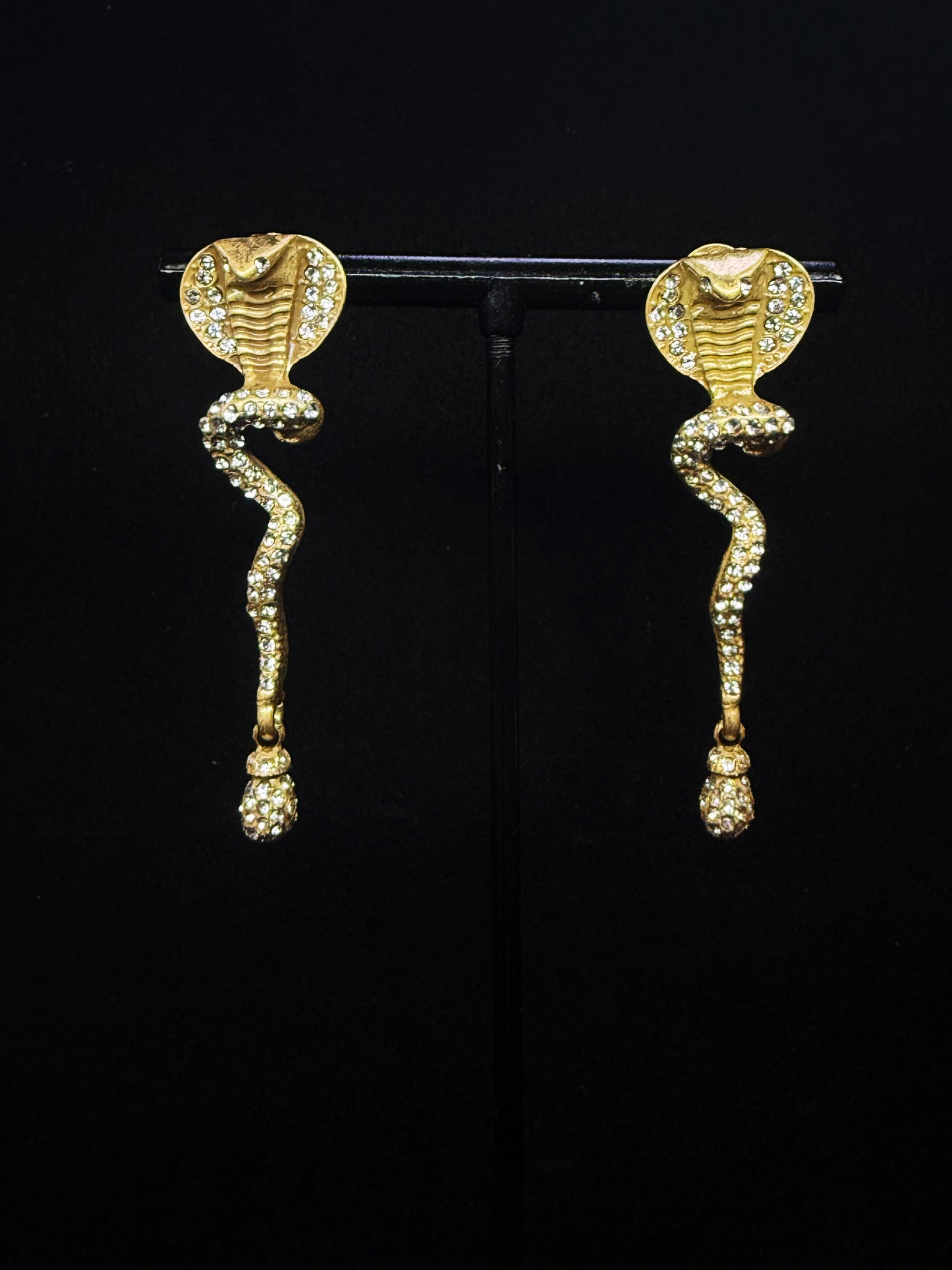 Vintage Heavy-Duty Copper Gold-Plated Bold Cobra Tassel Earrings