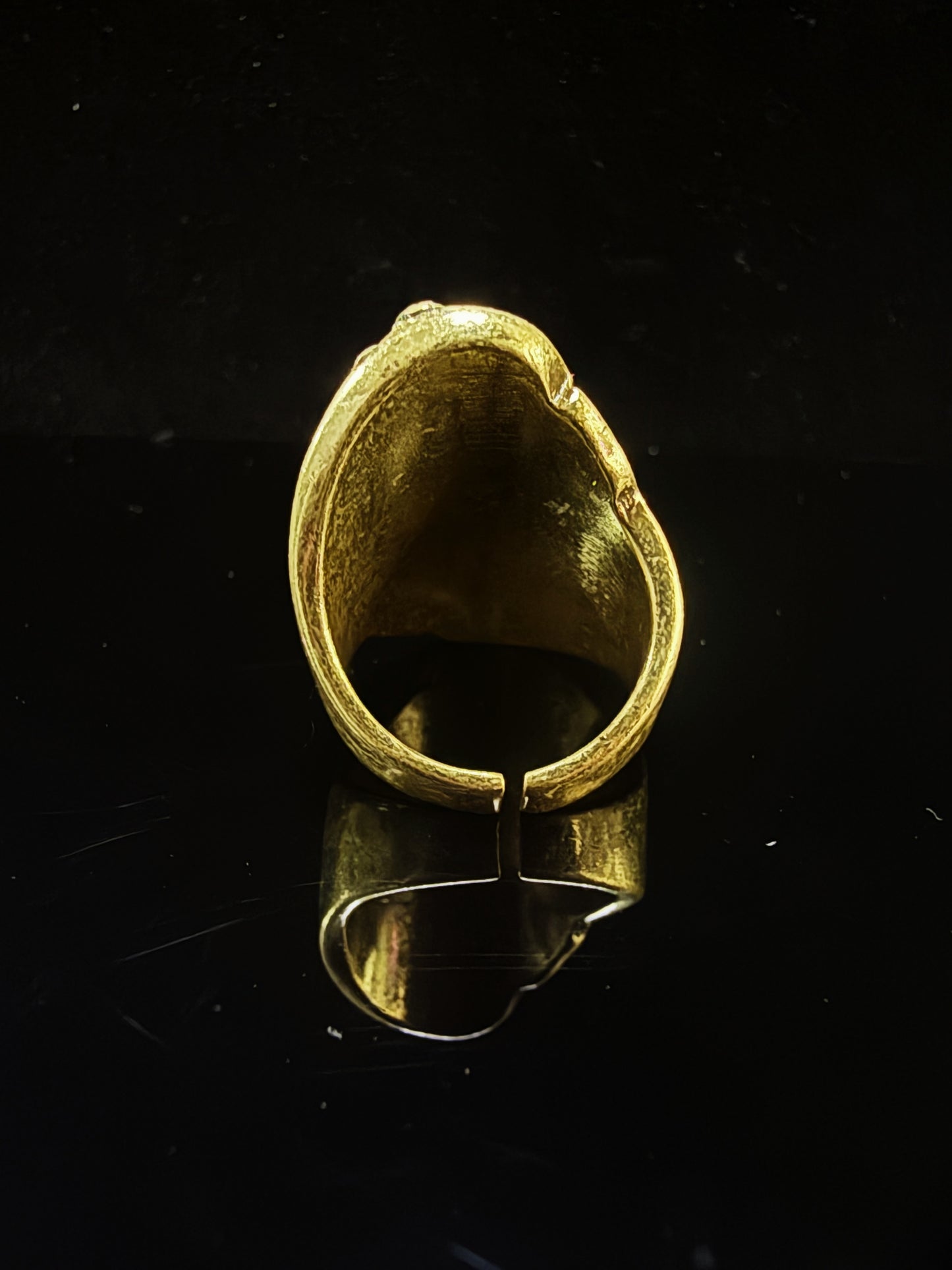 Vintage Baroque Heavy-Craft 18K Gold-Plated Brass Cameo Open Ring