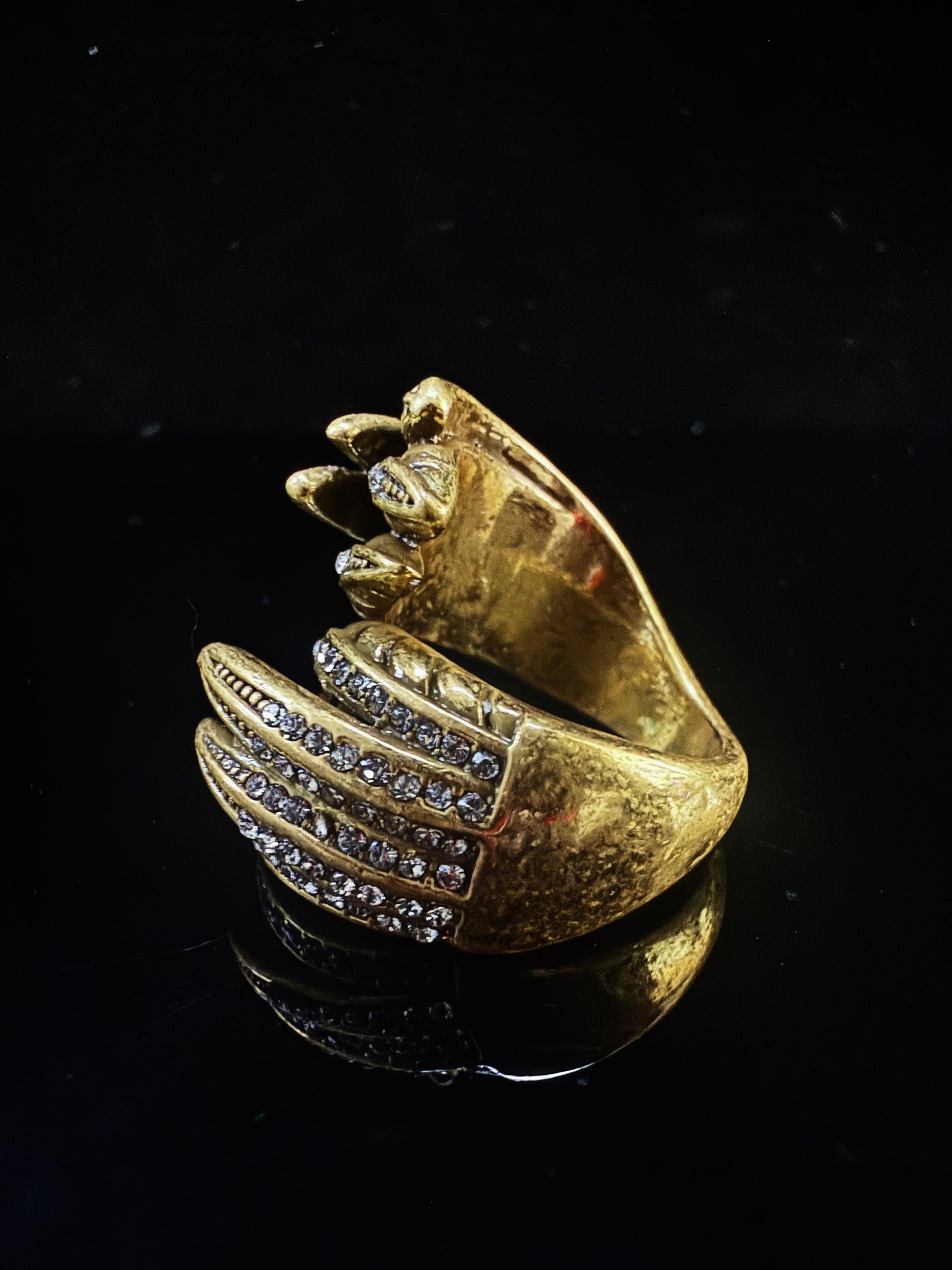 Vintage Baroque Heavy-Craft 18K Gold-Plated Brass Wing Open Ring