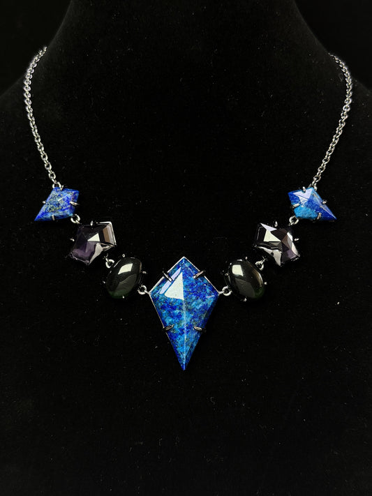 Vintage Chic Original Design Gold-Plated Lapis Lazuli Necklace