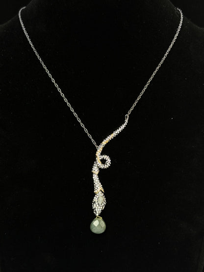Luxury Niche Design Black-Gold Plated Copper Snake Pendant Necklace with Pave Zircon