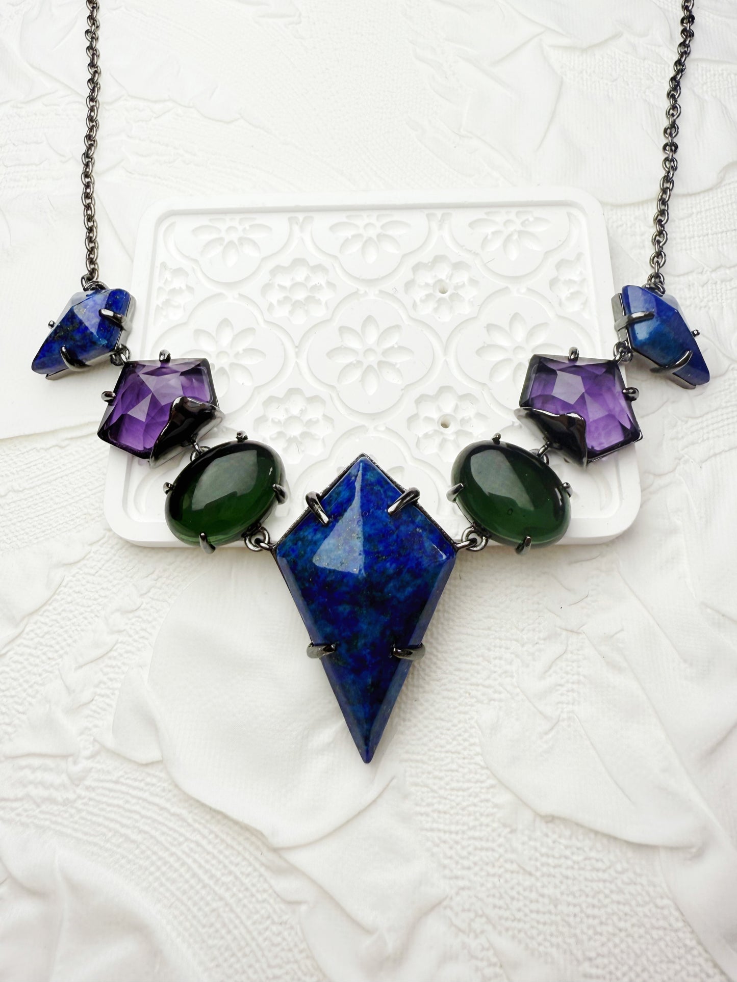 Vintage Chic Original Design Gold-Plated Lapis Lazuli Necklace