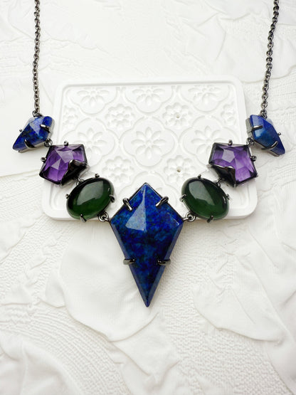 Vintage Chic Original Design Gold-Plated Lapis Lazuli Necklace