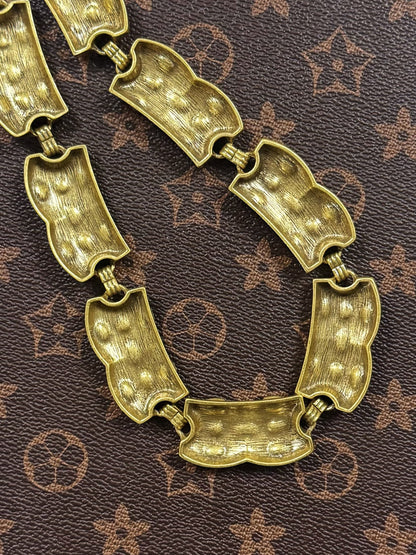 Vintage Lux Gold-Plated Copper Choker with Red and Blue Rhinestones