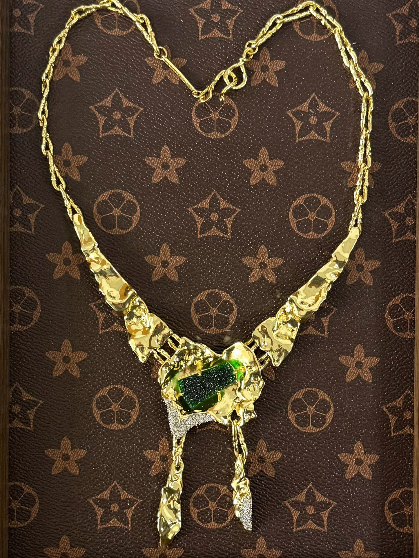 Vintage Avant-Garde Designer Irregular Gold-Plated Copper Earrings & Necklace Set