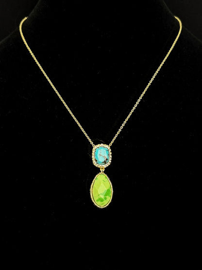 Genius Vintage Oval-Cut Turquoise Pendant Necklace – Gold-Plated Copper Indie Design