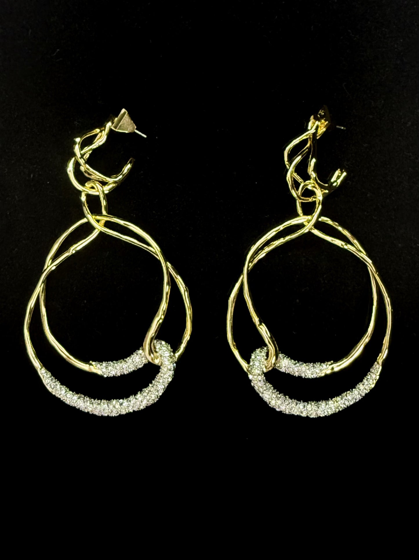 Bold Irregular Geometric Statement Earrings – Gold-Plated Copper Indie Designer Style