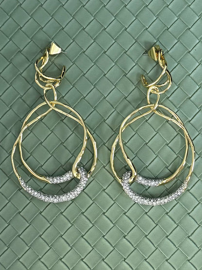 Bold Irregular Geometric Statement Earrings – Gold-Plated Copper Indie Designer Style
