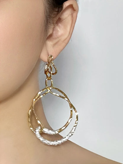 Bold Irregular Geometric Statement Earrings – Gold-Plated Copper Indie Designer Style