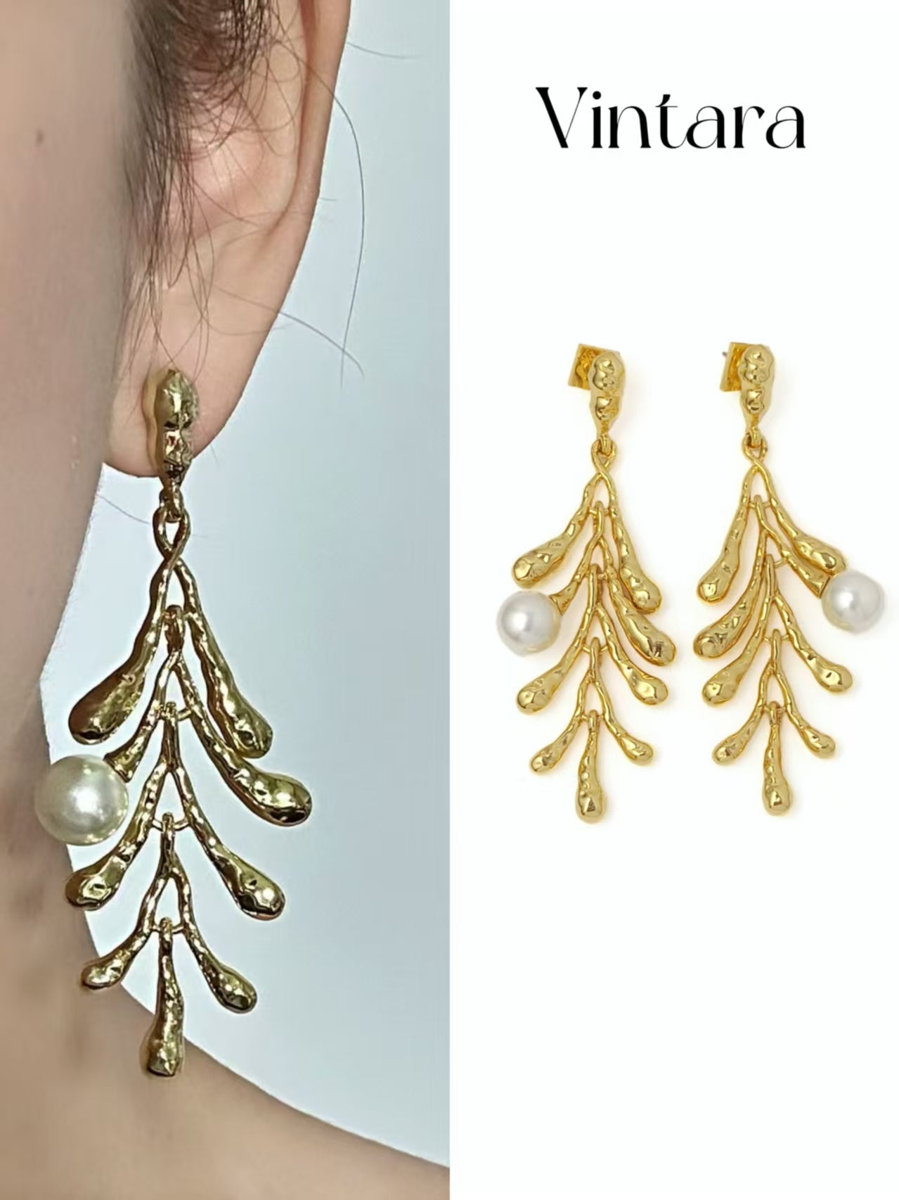 Avant-Garde Golden Leaf Fringe Earrings: Artisan Luxury Design