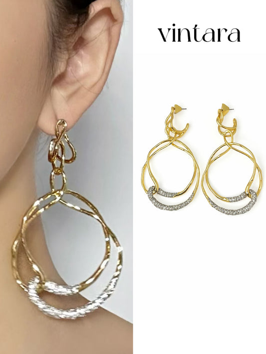 Bold Irregular Geometric Statement Earrings – Gold-Plated Copper Indie Designer Style
