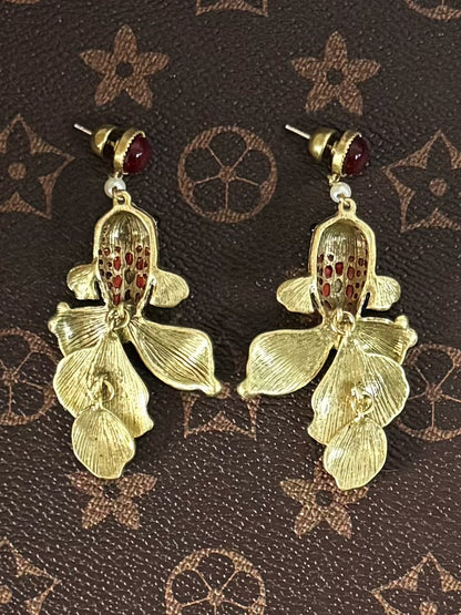 Artisan Enamel Goldfish Drop Earrings – Vintage-Inspired Niche Luxury Design