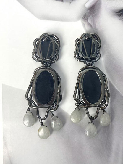 Avant-Garde Statement Earrings: Iridescent Abalone Shell Fringe with Artisan Craftsmanship