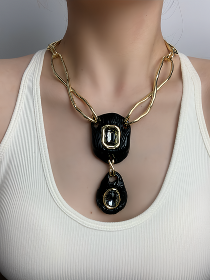 Statement Vintage Choker Necklace——Modern Indie Design with Crystal Accents