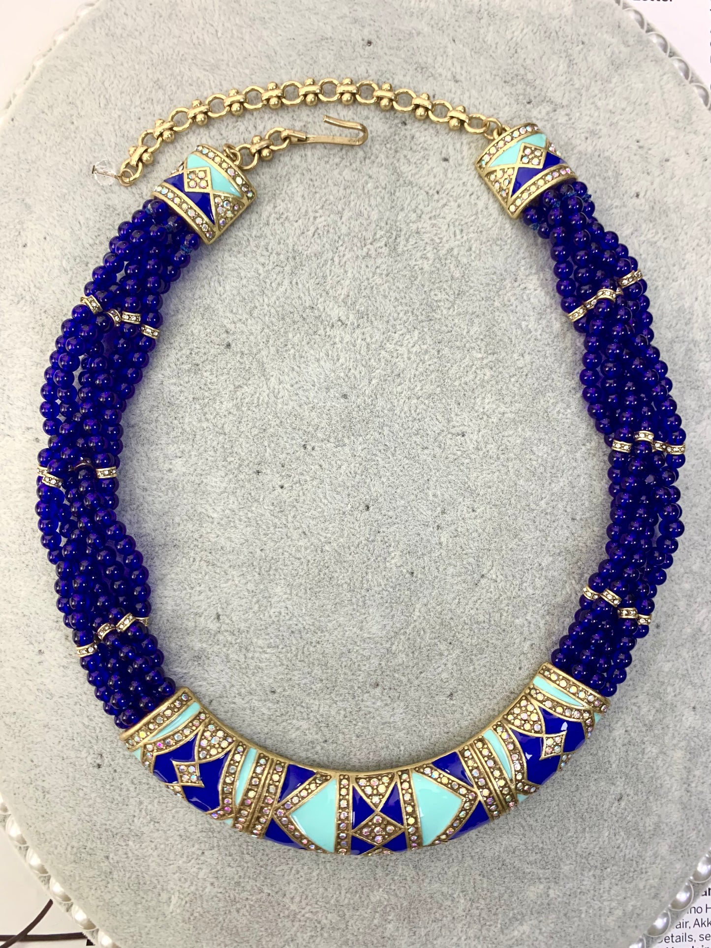 Enamel & Glass Royal-Inspired Necklace - Vintage Elegance