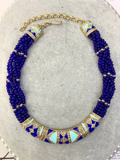 Enamel & Glass Royal-Inspired Necklace - Vintage Elegance