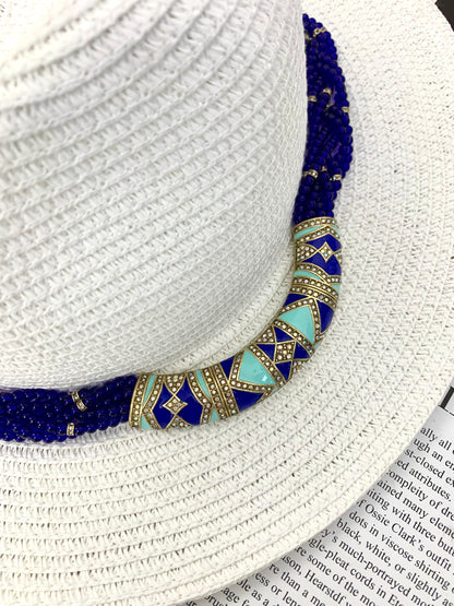 Enamel & Glass Royal-Inspired Necklace - Vintage Elegance