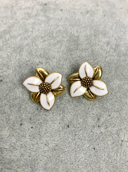 Vintage Blue & White Floral Enamel Jewelry Set - Heavy Duty Necklace & Earrings