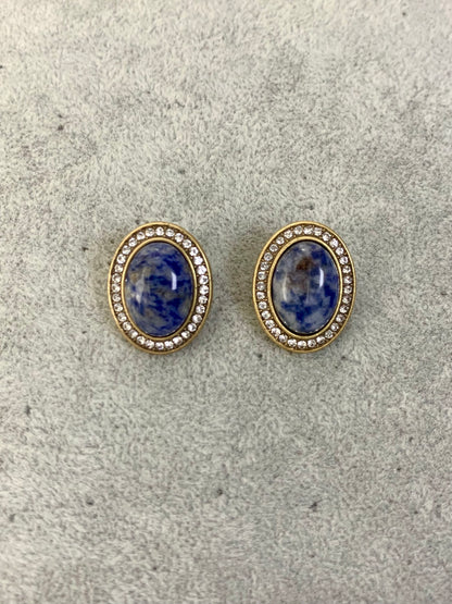 Royal-Inspired Jewelry Set: Lapis Lazuli Beaded Necklace with Beetle Pendant & Earrings