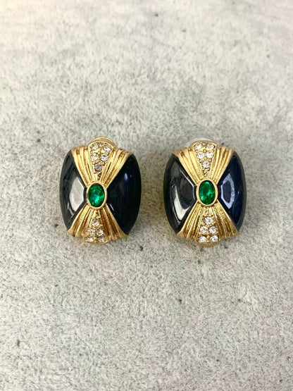 Vintage Panther Jewelry Set: Black & Gold Panther Head with Smoky Glass Beads