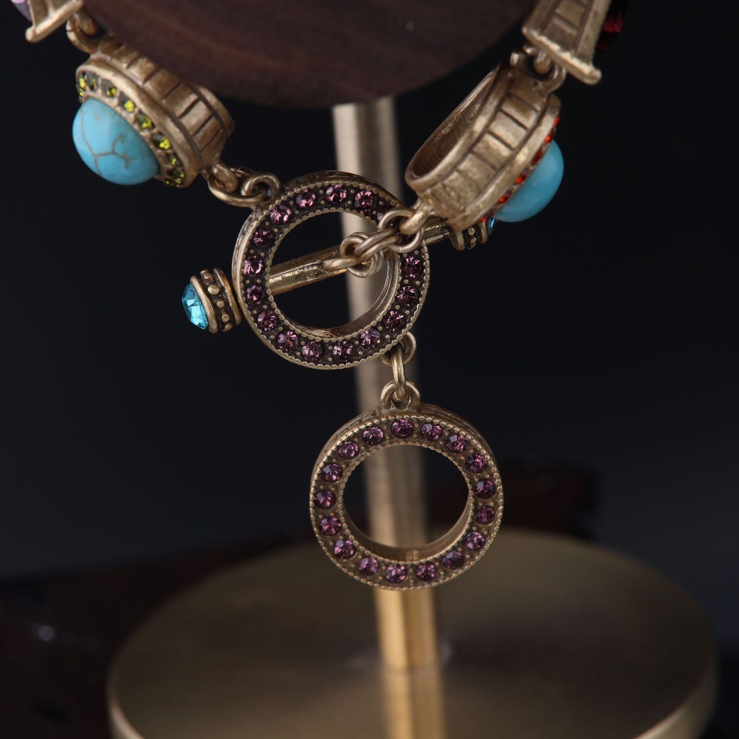 Vintage Rhinestone-Embellished Heavy Craft Luxury Bracelet