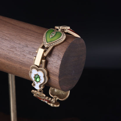 High-end Elegant Vintage Enamel Heart Bracelet