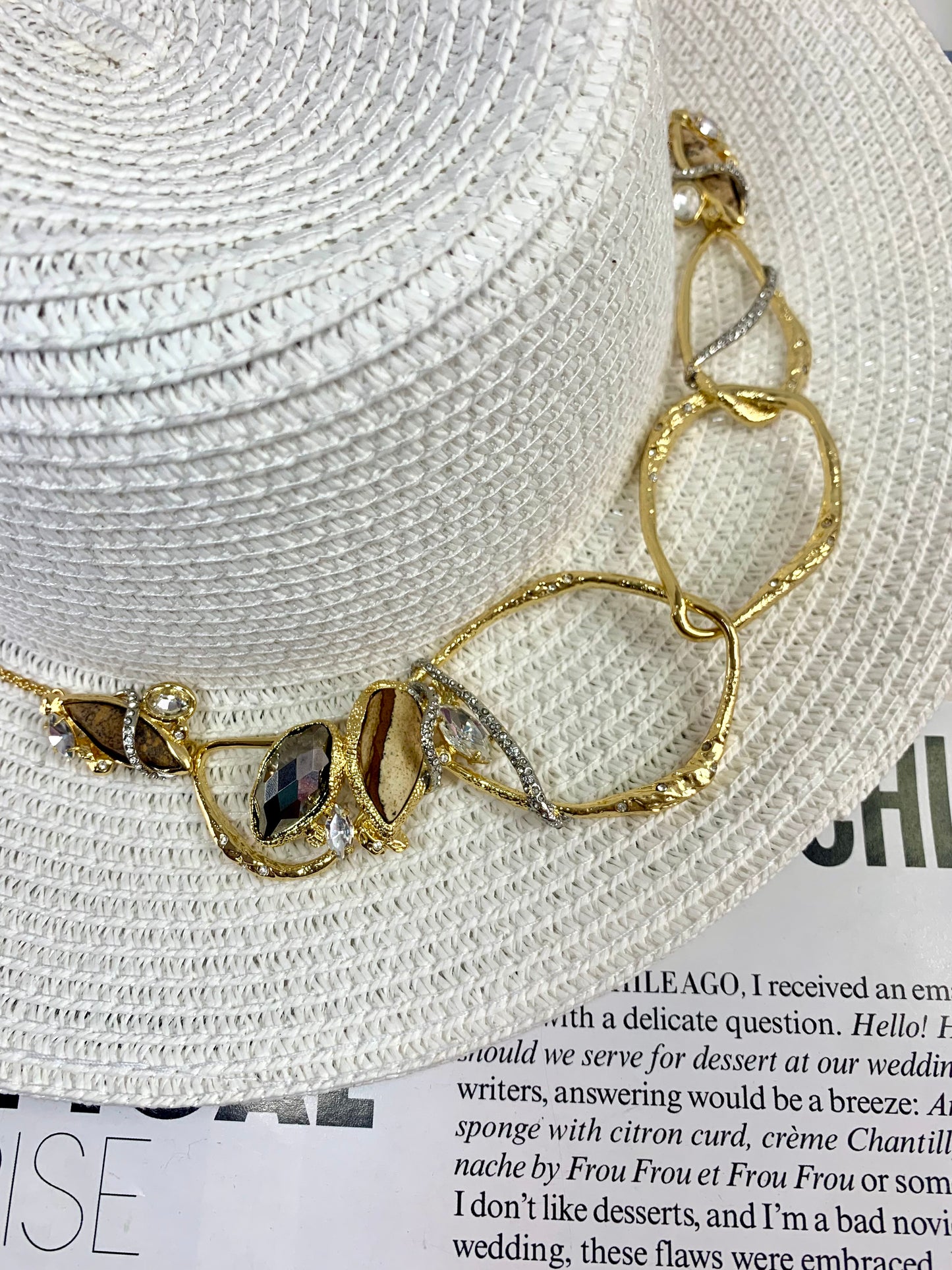 Full Pavé Two-Tone Choker Necklace- Statement Gemstone Focus