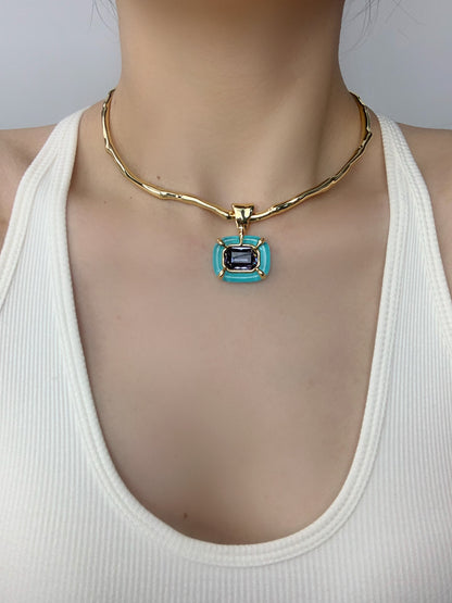 Rock Candy & Lapis Lazuli Choker - A minimalist necklace with daring enamel accents