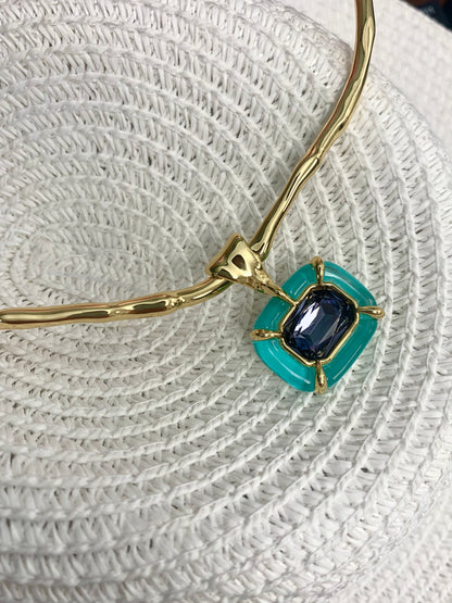 Rock Candy & Lapis Lazuli Choker - A minimalist necklace with daring enamel accents