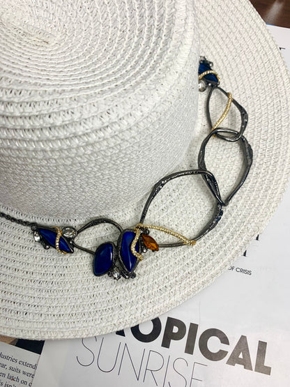 Full Pavé Two-Tone Choker Necklace- Statement Gemstone Focus