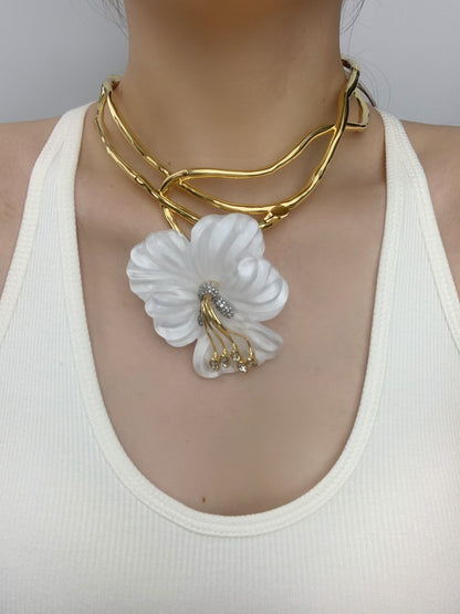 Artisan Floral Statement Necklace - Daring Enamel Craftsmanship