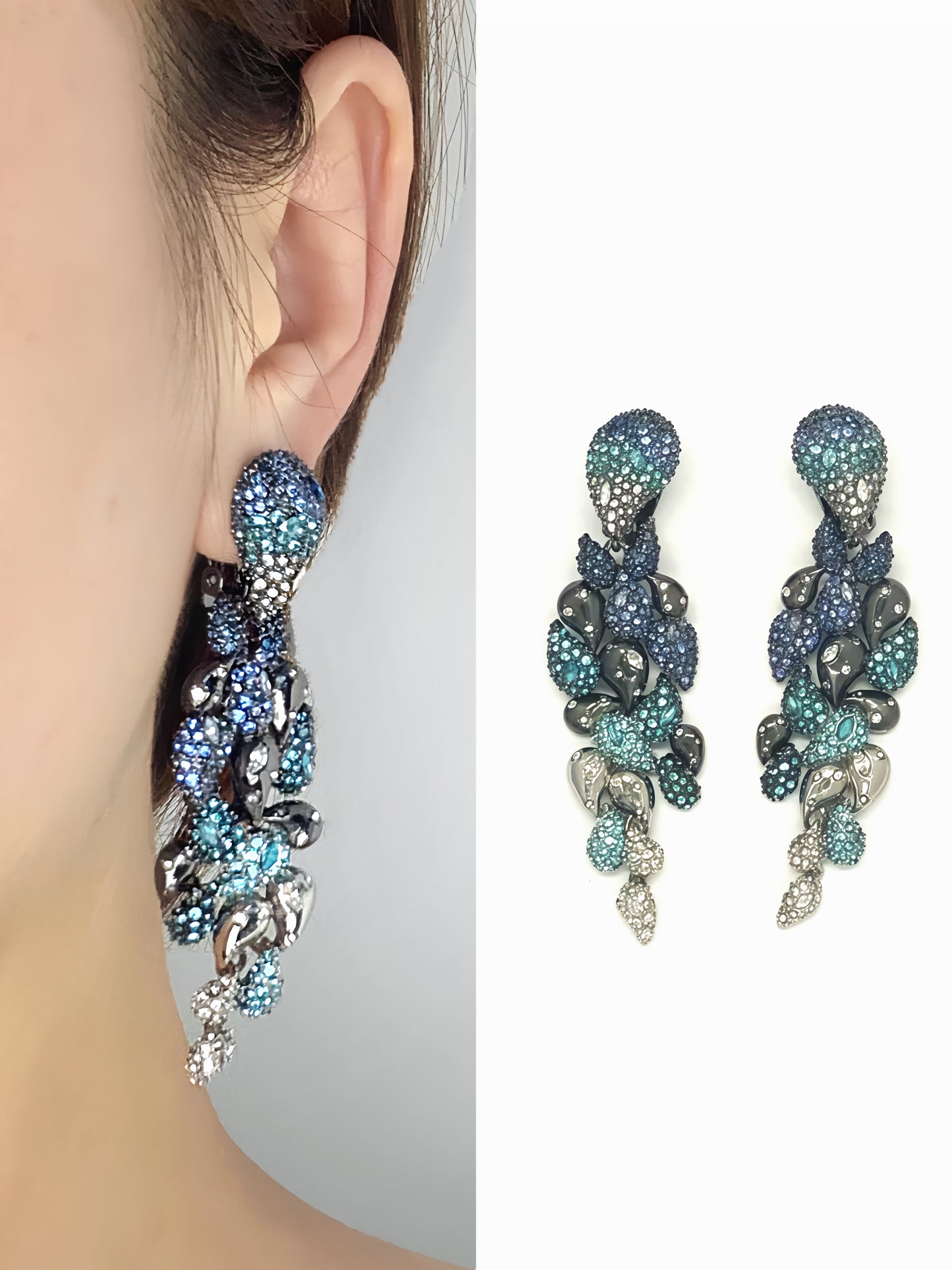 Avant-Garde Blue Zircon Floral Earrings: Artisan Luxury Design