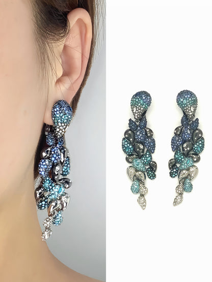 Avant-Garde Blue Zircon Floral Earrings: Artisan Luxury Design