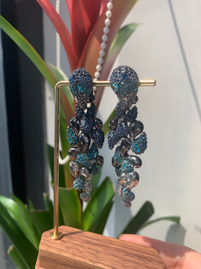 Avant-Garde Blue Zircon Floral Earrings: Artisan Luxury Design