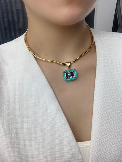 Rock Candy & Lapis Lazuli Choker - A minimalist necklace with daring enamel accents