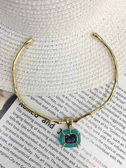 Rock Candy & Lapis Lazuli Choker - A minimalist necklace with daring enamel accents